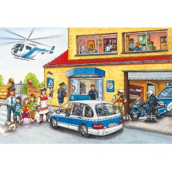 Schmidt Spiele - Puzzle - Polizeihubschrauber, 60 Teile, mit add on Polizeihubschrauber