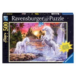 Ravensburger Spiel - Leuchtpuzzle - Einhörner am Fluss, 500 Teile
