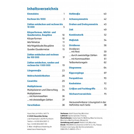 Hauschka Verlag - Mathe trainieren 4. Klasse, A5- Heft